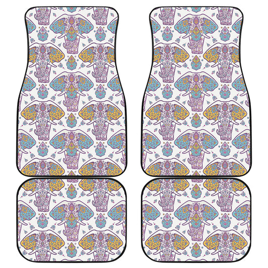 Indian Flower Elephant Pattern Print Front and Back Car Floor Mats