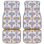 Indian Flower Elephant Pattern Print Front and Back Car Floor Mats