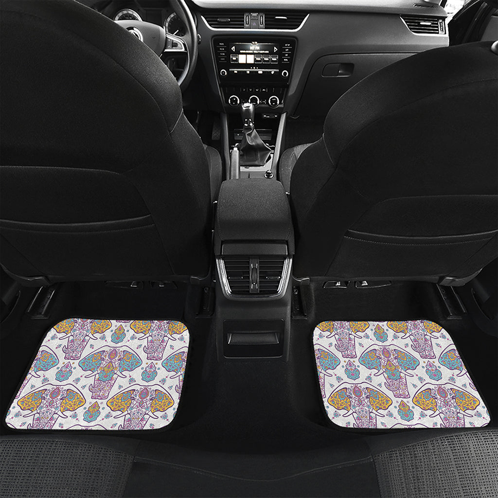 Indian Flower Elephant Pattern Print Front and Back Car Floor Mats