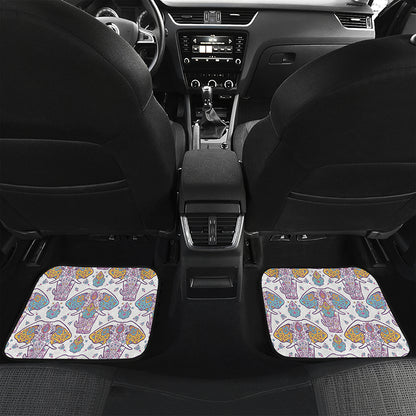 Indian Flower Elephant Pattern Print Front and Back Car Floor Mats