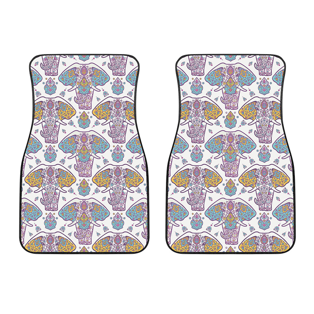 Indian Flower Elephant Pattern Print Front Car Floor Mats