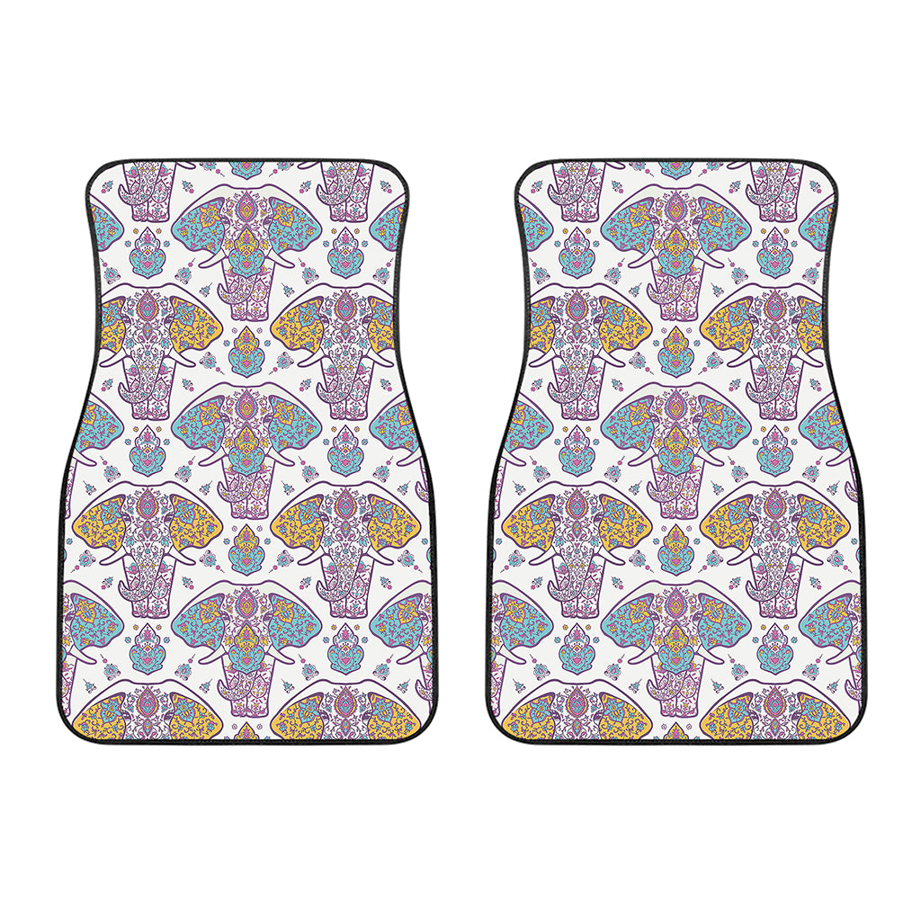 Indian Flower Elephant Pattern Print Front Car Floor Mats
