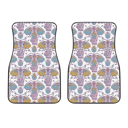 Indian Flower Elephant Pattern Print Front Car Floor Mats
