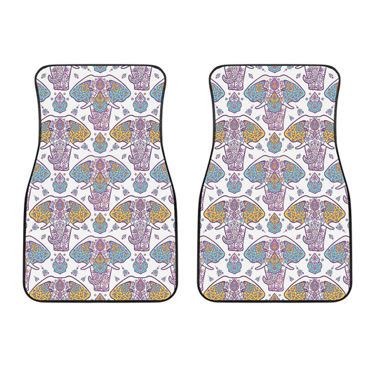 Indian Flower Elephant Pattern Print Front Car Floor Mats