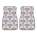 Indian Flower Elephant Pattern Print Front Car Floor Mats