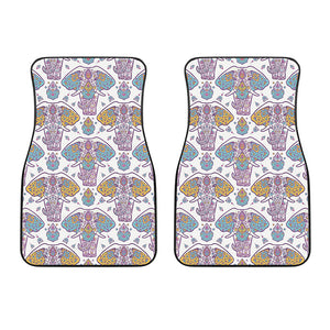 Indian Flower Elephant Pattern Print Front Car Floor Mats