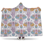 Indian Flower Elephant Pattern Print Hooded Blanket