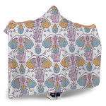 Indian Flower Elephant Pattern Print Hooded Blanket