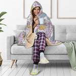Indian Flower Elephant Pattern Print Hooded Blanket