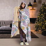 Indian Flower Elephant Pattern Print Hooded Blanket