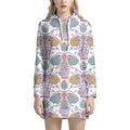 Indian Flower Elephant Pattern Print Pullover Hoodie Dress