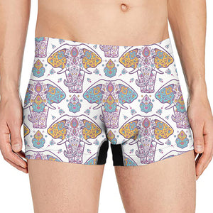 Indian Flower Elephant Pattern Print Men's Boxer Briefs