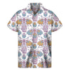 Indian Flower Elephant Pattern Print Men's Short Sleeve Shirt