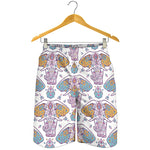 Indian Flower Elephant Pattern Print Men's Shorts