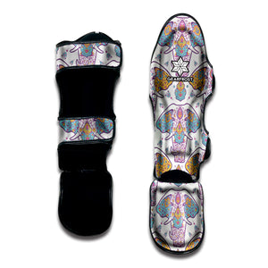 Indian Flower Elephant Pattern Print Muay Thai Shin Guard