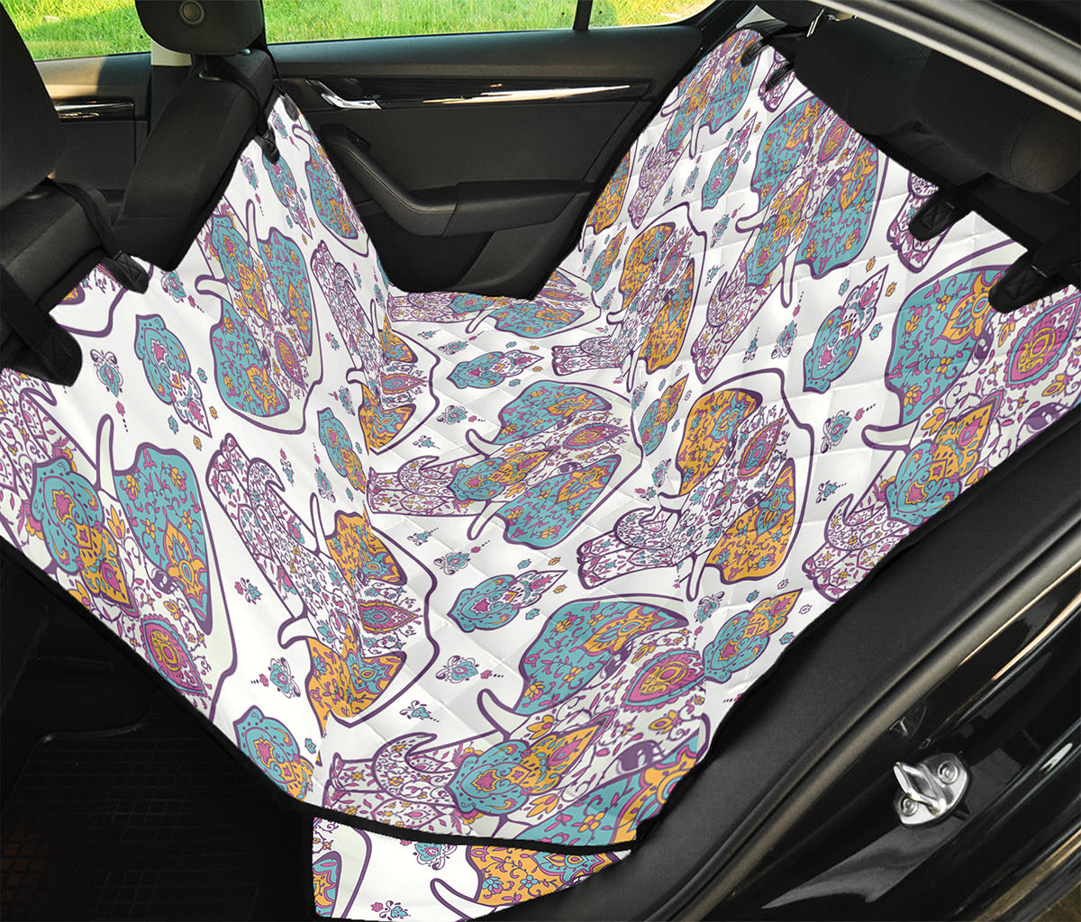 Indian Flower Elephant Pattern Print Pet Car Back Seat Cover