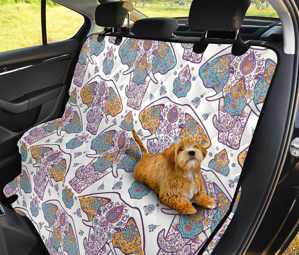 Indian Flower Elephant Pattern Print Pet Car Back Seat Cover