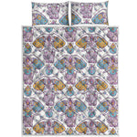 Indian Flower Elephant Pattern Print Quilt Bed Set