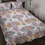 Indian Flower Elephant Pattern Print Quilt Bed Set
