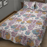 Indian Flower Elephant Pattern Print Quilt Bed Set