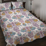 Indian Flower Elephant Pattern Print Quilt Bed Set