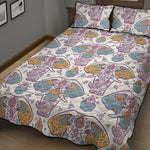 Indian Flower Elephant Pattern Print Quilt Bed Set
