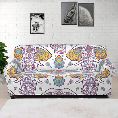 Indian Flower Elephant Pattern Print Sofa Cover