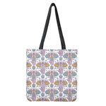 Indian Flower Elephant Pattern Print Tote Bag