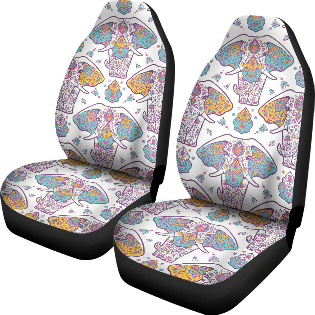 Indian Flower Elephant Pattern Print Universal Fit Car Seat Covers