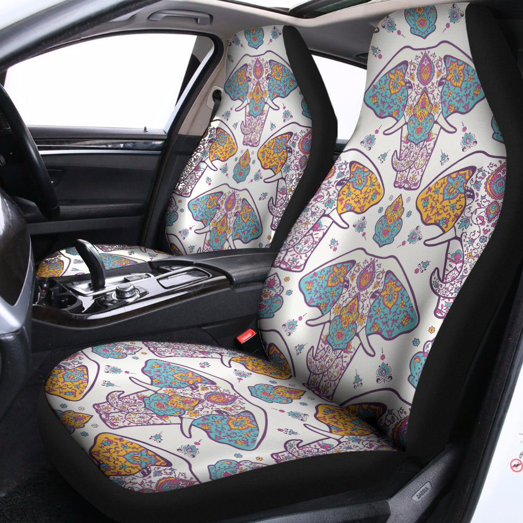 Indian Flower Elephant Pattern Print Universal Fit Car Seat Covers