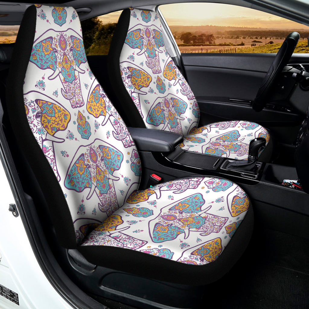 Indian Flower Elephant Pattern Print Universal Fit Car Seat Covers