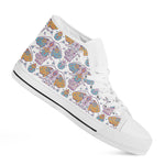 Indian Flower Elephant Pattern Print White High Top Shoes