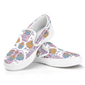 Indian Flower Elephant Pattern Print White Slip On Sneakers