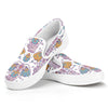 Indian Flower Elephant Pattern Print White Slip On Shoes