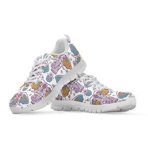 Indian Flower Elephant Pattern Print White Sneakers