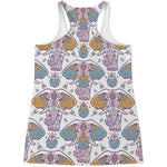 Indian Flower Elephant Pattern Print Women's Racerback Tank Top