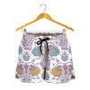 Indian Flower Elephant Pattern Print Women's Shorts