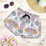 Indian Flower Elephant Pattern Print Women's Shorts