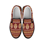 Indian Hamsa Hand Print Black Slip On Shoes