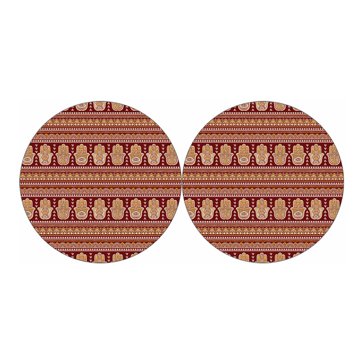 Indian Hamsa Hand Print Car Coasters