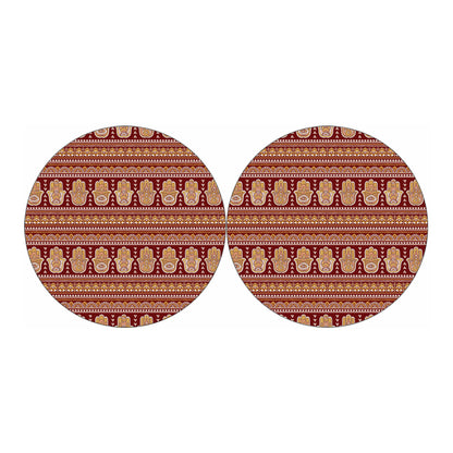 Indian Hamsa Hand Print Car Coasters