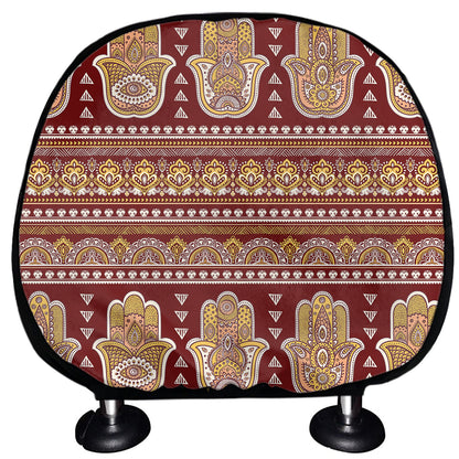 Indian Hamsa Hand Print Car Headrest Covers
