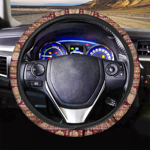 Indian Hamsa Hand Print Car Steering Wheel Cover