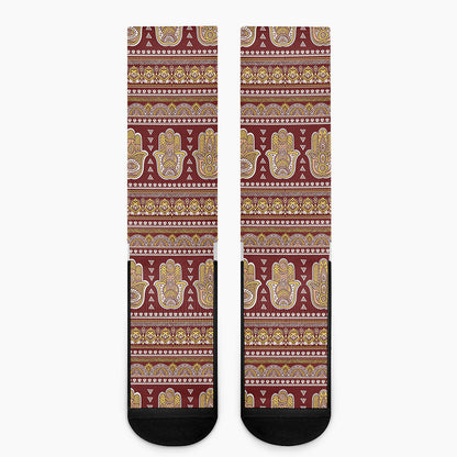 Indian Hamsa Hand Print Crew Socks