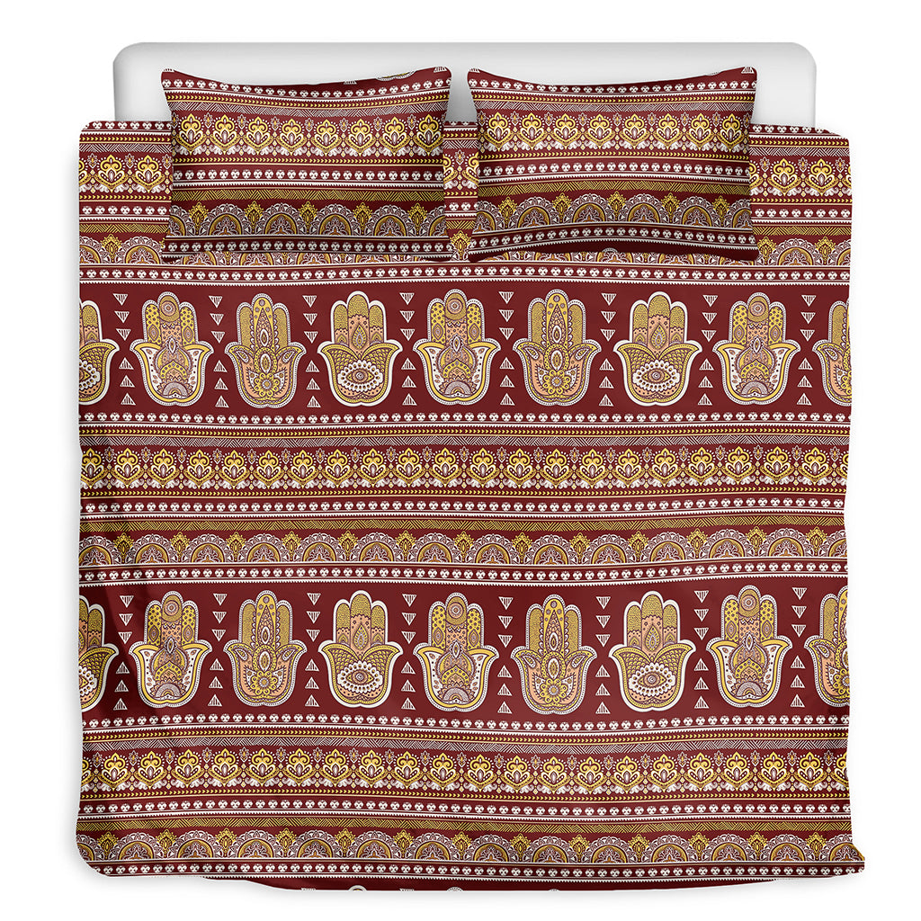Indian Hamsa Hand Print Duvet Cover Bedding Set