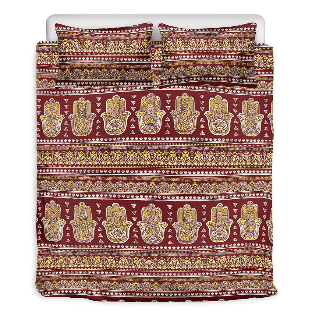 Indian Hamsa Hand Print Duvet Cover Bedding Set