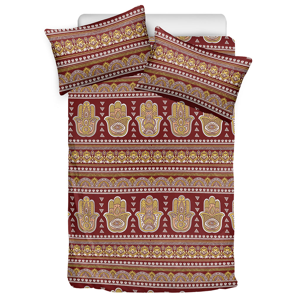 Indian Hamsa Hand Print Duvet Cover Bedding Set