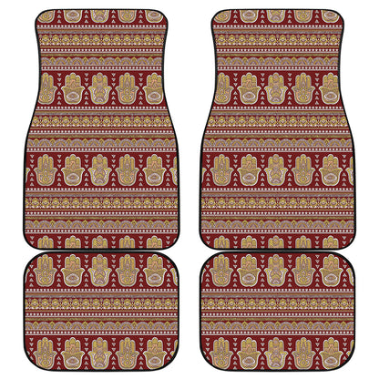 Indian Hamsa Hand Print Front and Back Car Floor Mats