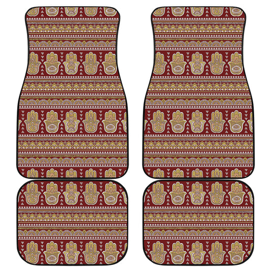 Indian Hamsa Hand Print Front and Back Car Floor Mats