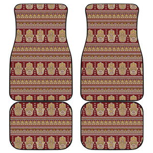 Indian Hamsa Hand Print Front and Back Car Floor Mats